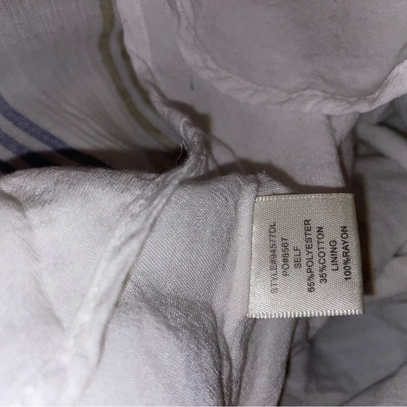 Skies Are Blue dress short sleeve  lace up White Blue Stripe cotton blend small - Picture 8 of 9